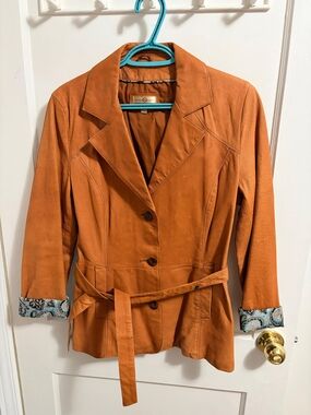 Vintage Wilsons Leather 100% Leather Rust Belted Blazer Jacket